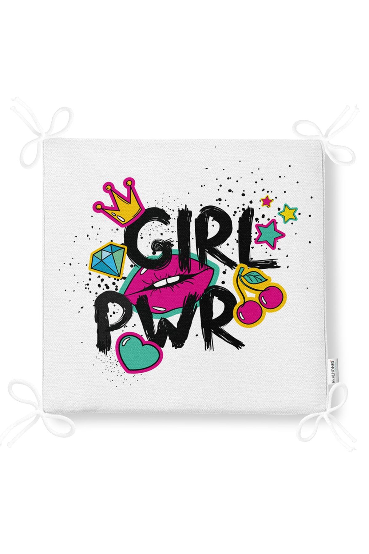 Realhomes-Lip Digital Printed Girl Power Zippered Chair Cushion 5