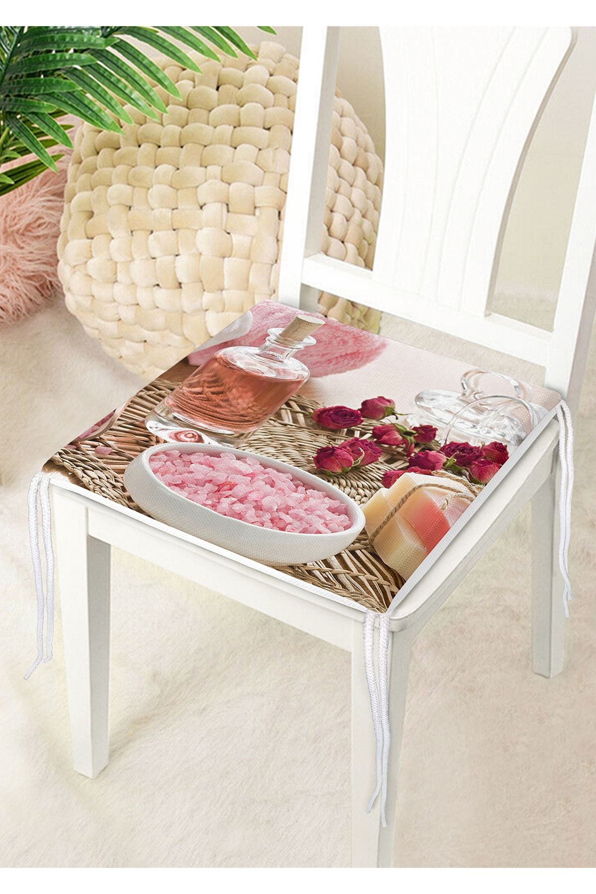 Realhomes-Digital Printed Modern Zippered Chair Cushion with Roses on the Table 4