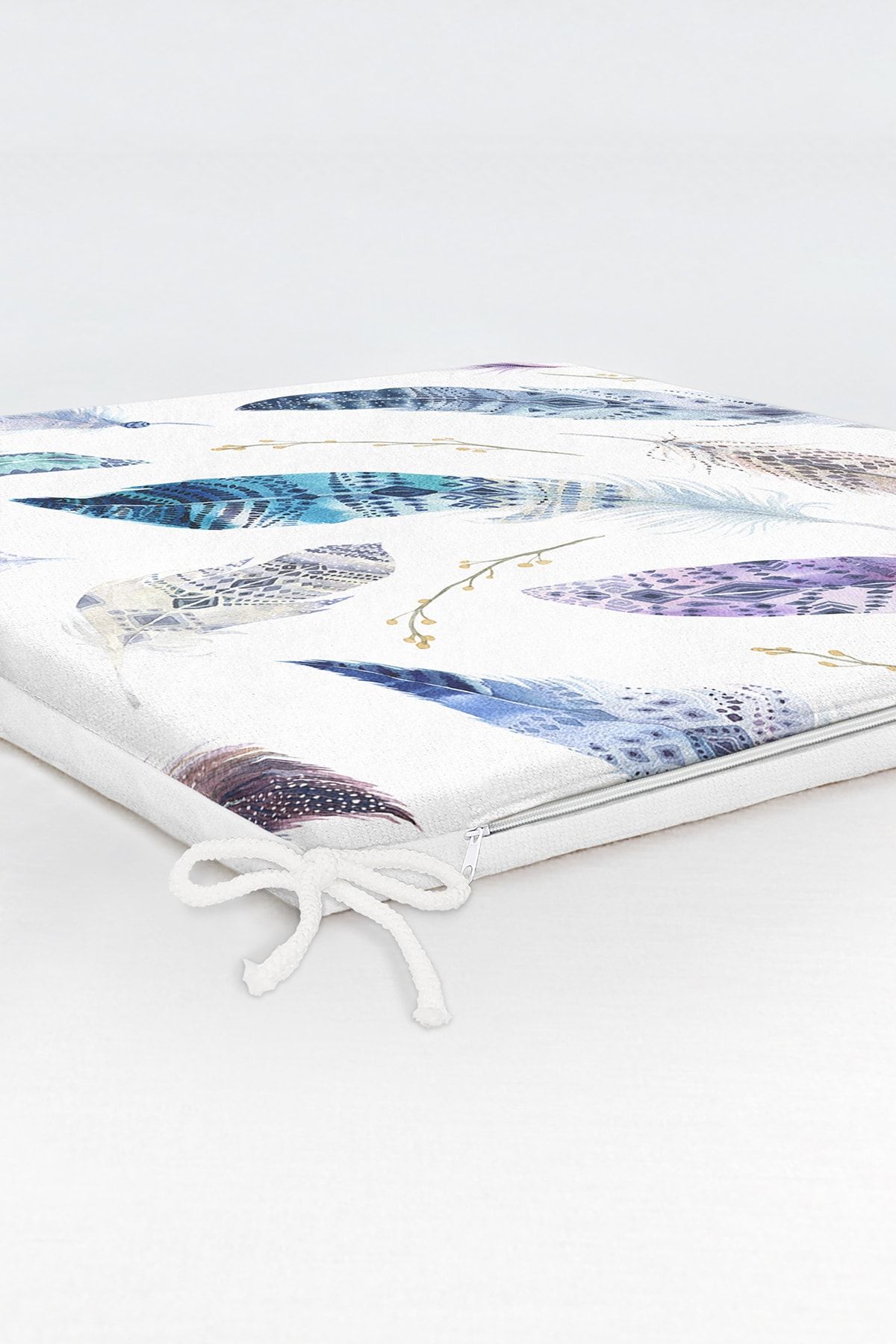 Realhomes-Colorful Feather Figured Digital Printed Zippered Chair Cushion 6