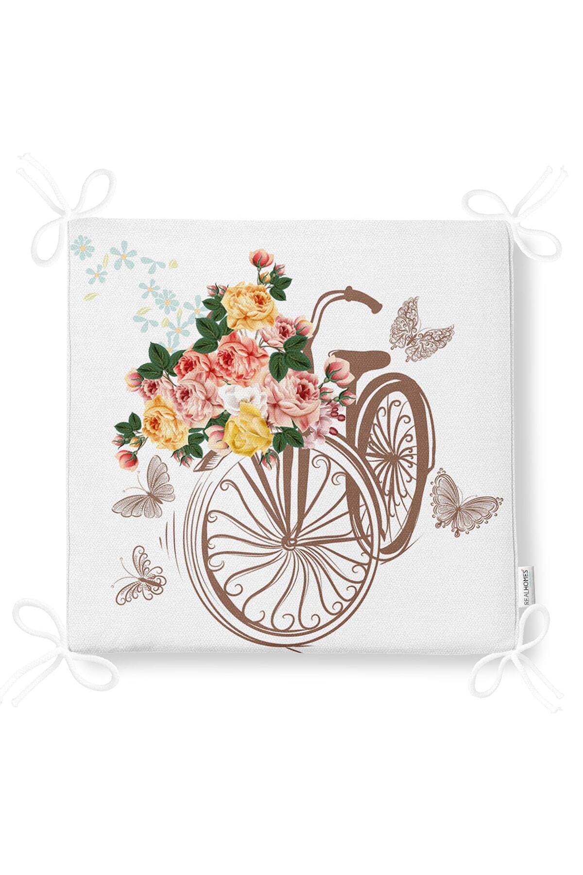 Realhomes-Modern Bicycle Patterned Decorati Square Zippered Chair Cushion 5