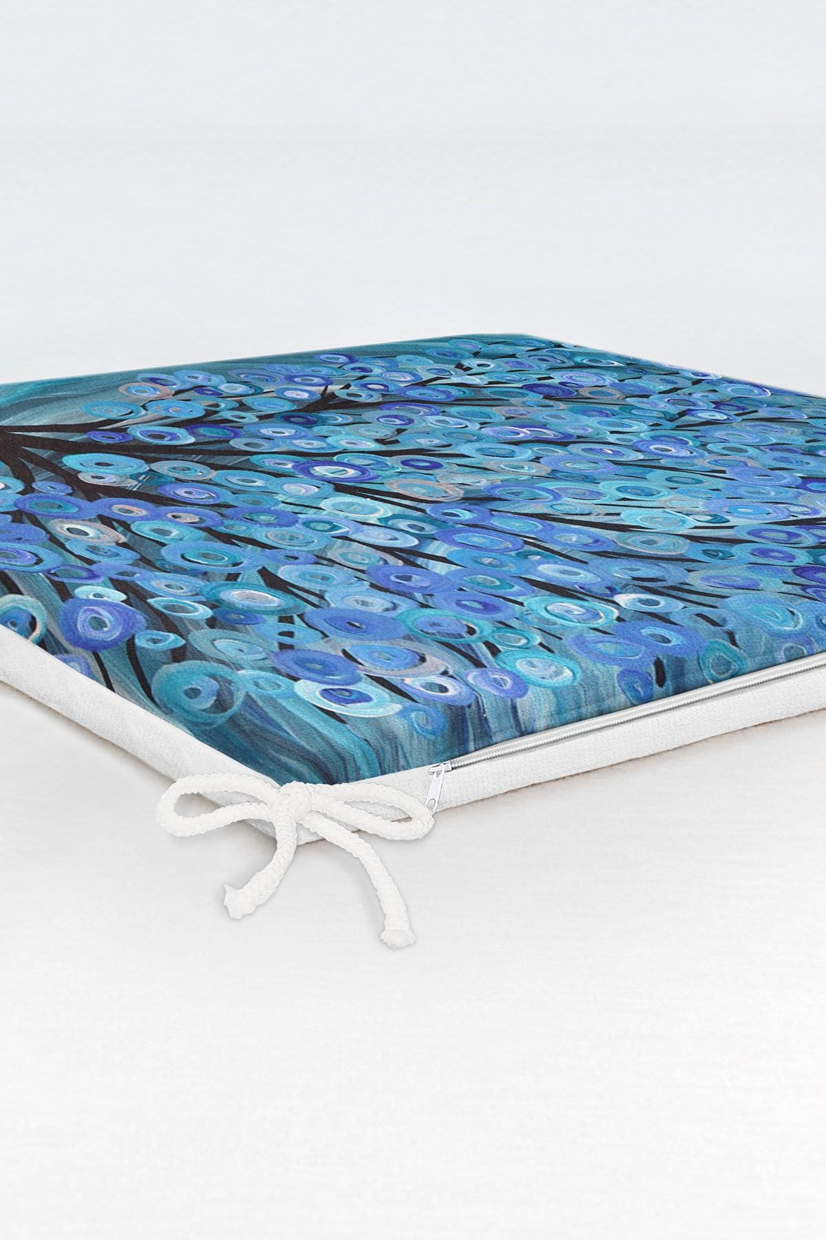Realhomes-Digital Printed Modern Zippered Chair Cushion with Tree and Leaf Pattern on Blue Background 6