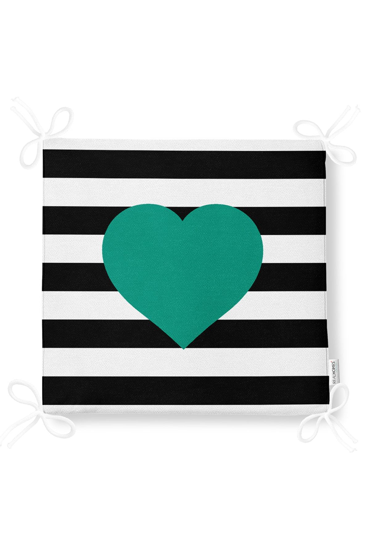 Realhomes-Modern Heart Patterned Digital Printed Zippered Chair Cushion 5