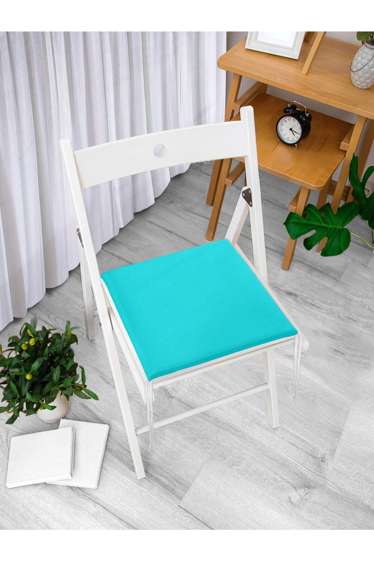 Realhomes-Turquoise Colored Digital Printed Zippered Chair Cushion 2
