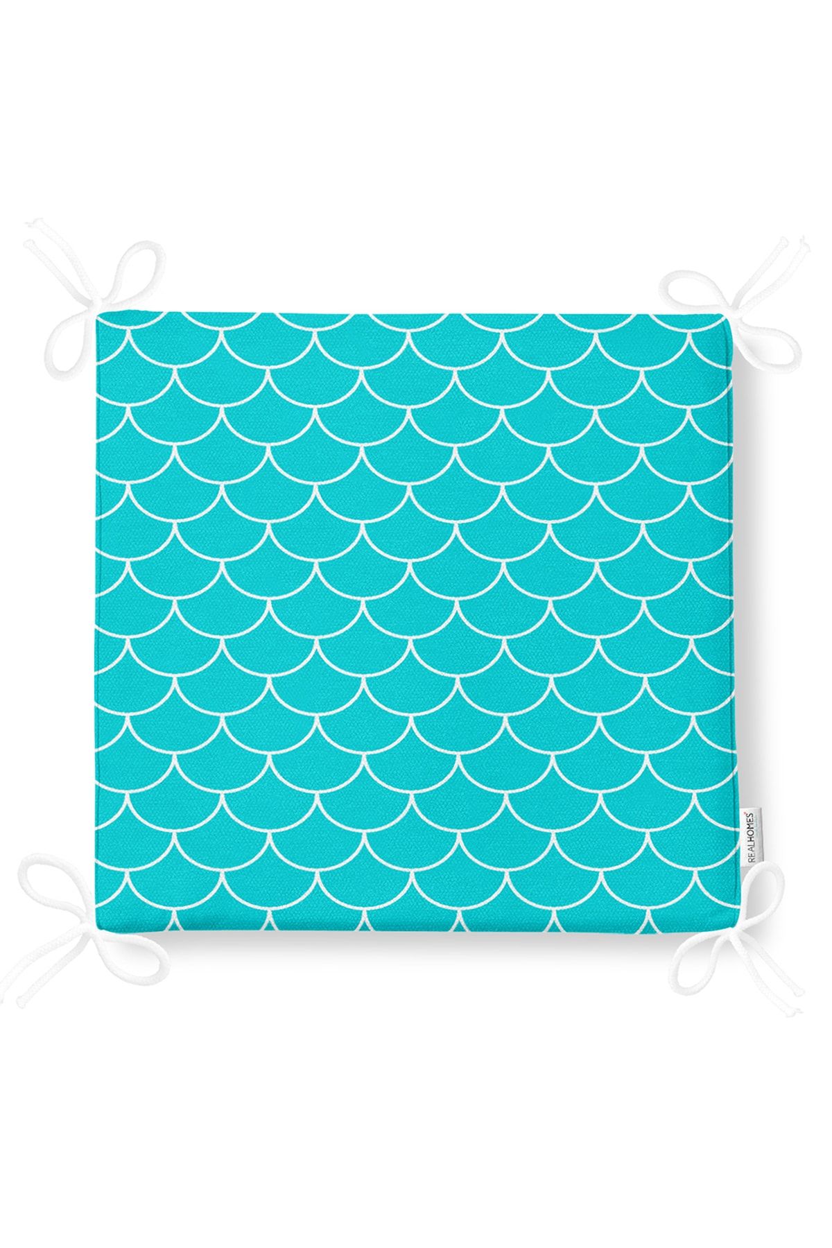 Realhomes-Blue Geometric Sequin Patterned Digital Printed Zippered Chair Cushion 5