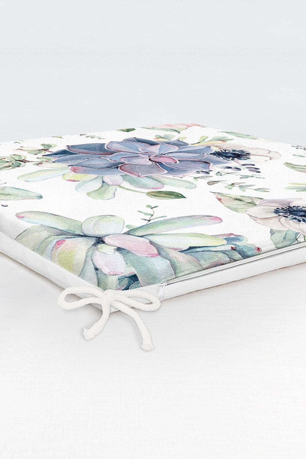 Realhomes-Digital Printed Zippered Chair Cushion with Flower Motif on White Background 6