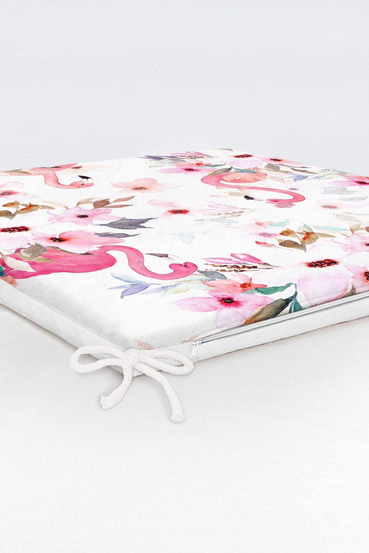Realhomes-Flamingo Patterned Digital Printed Zippered Chair Cushion 6