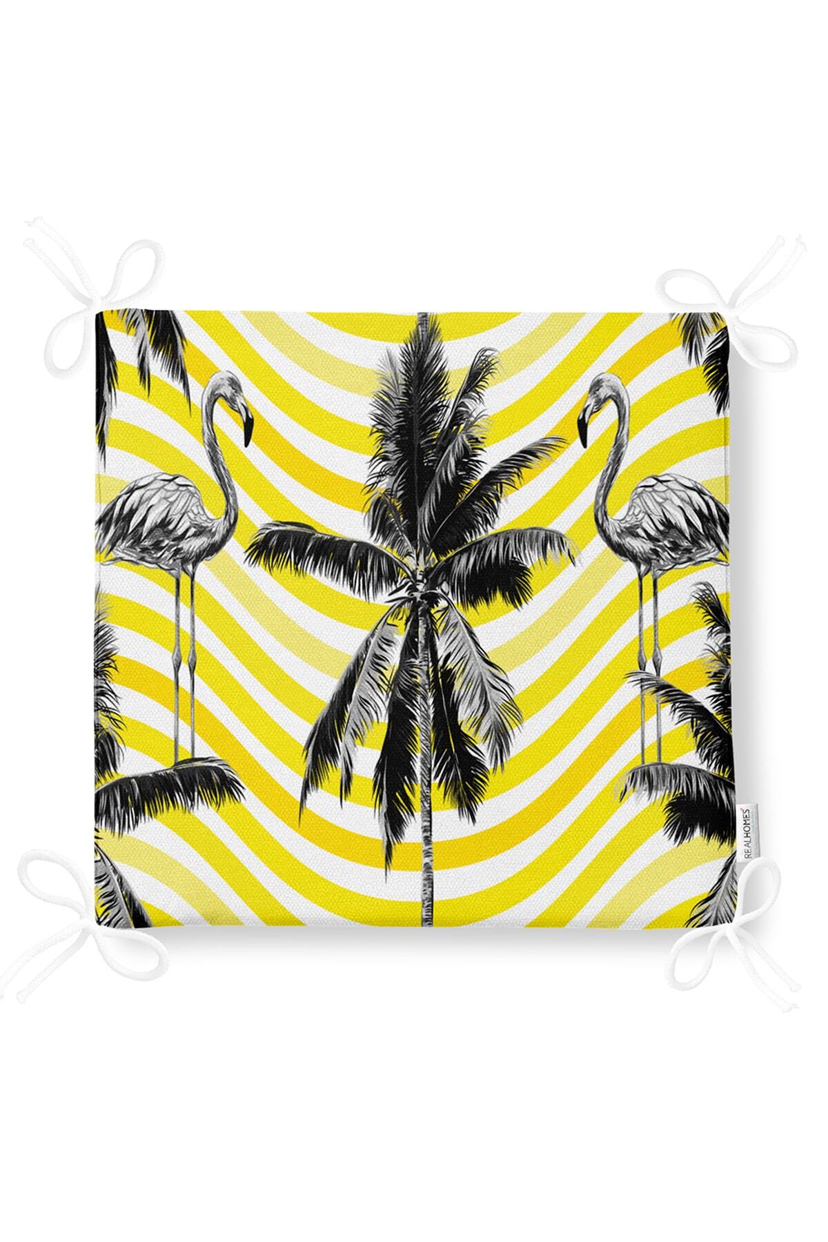 Realhomes-Flamingo Patterned Digital Printed Zippered Chair Cushion 5