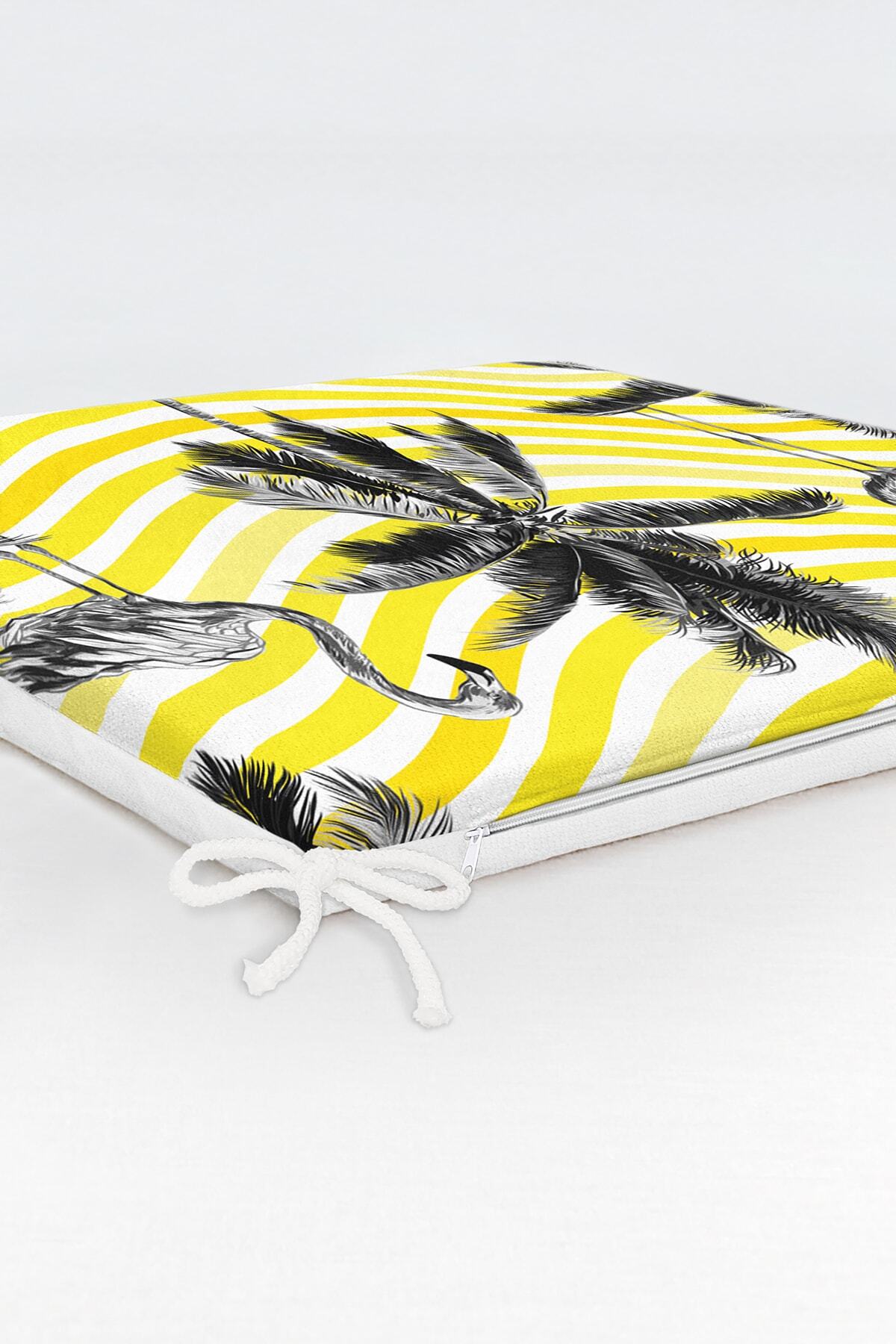 Realhomes-Flamingo Patterned Digital Printed Zippered Chair Cushion 6