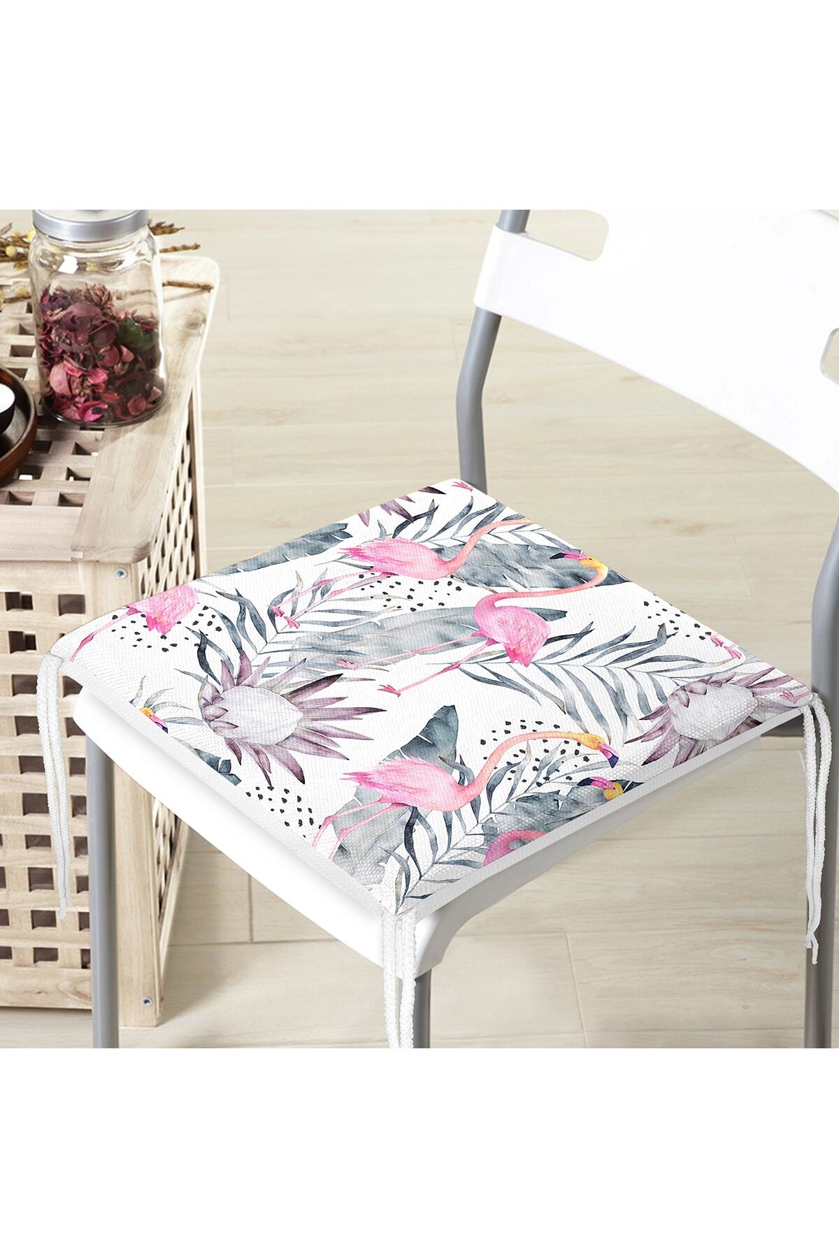 Realhomes-Flamingo Patterned Digital Printed Zippered Chair Cushion 4