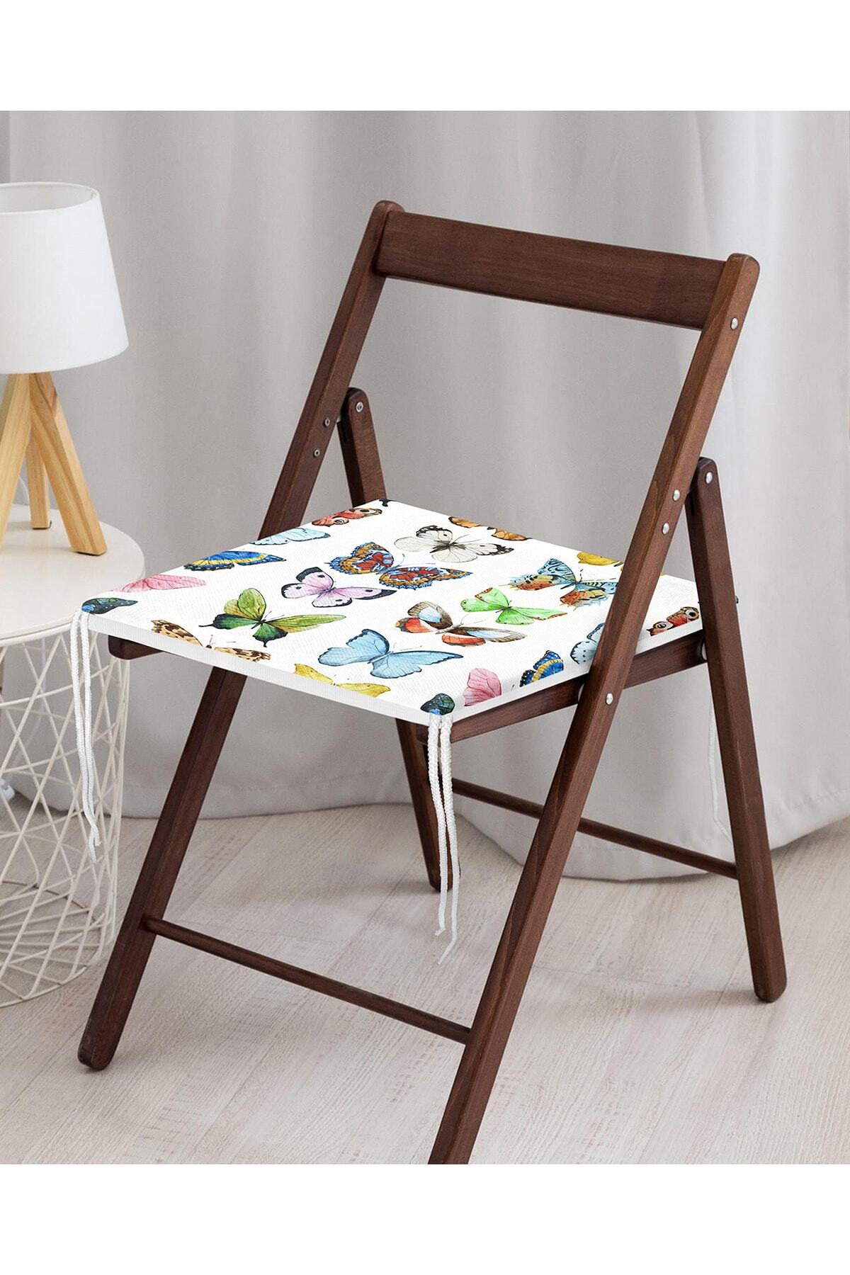 Realhomes-Digital Printed Modern Zippered Chair Cushion with Colorful Butterfly Picture 3