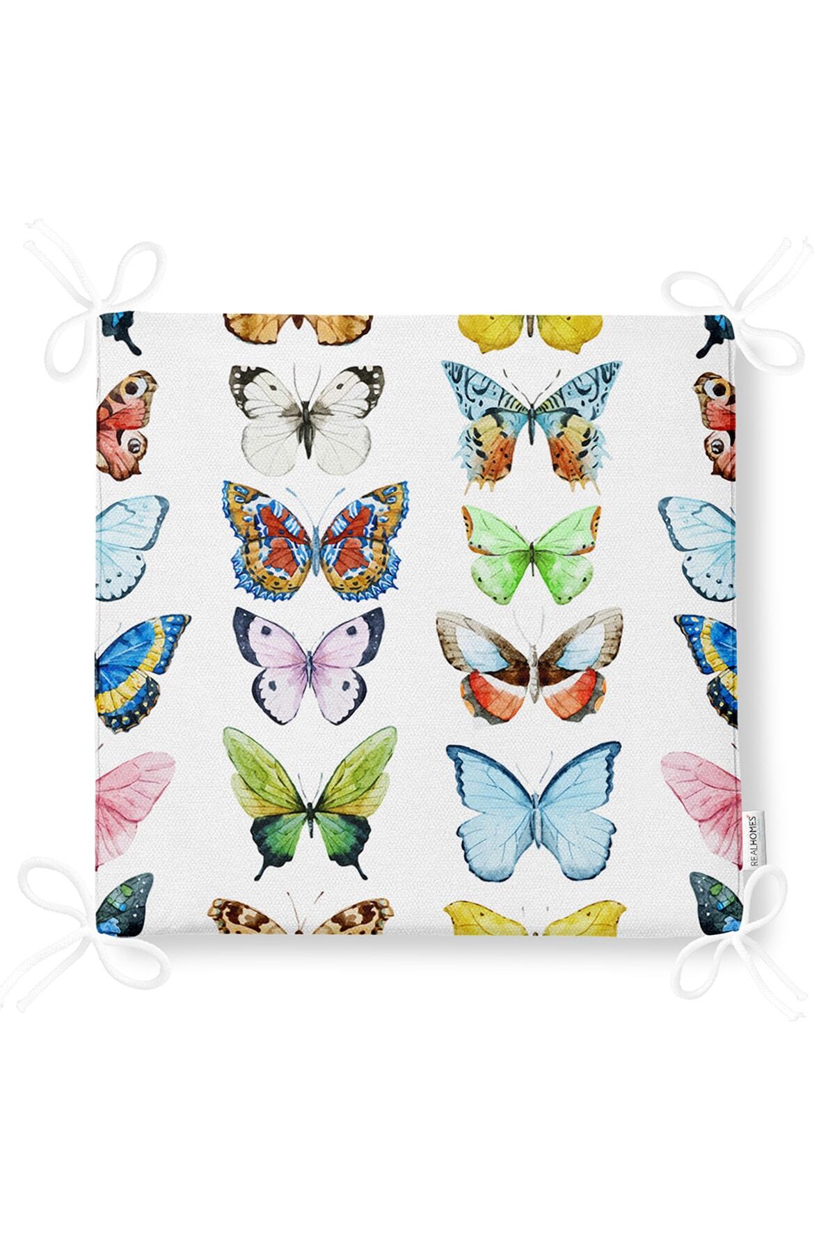 Realhomes-Digital Printed Modern Zippered Chair Cushion with Colorful Butterfly Picture 5