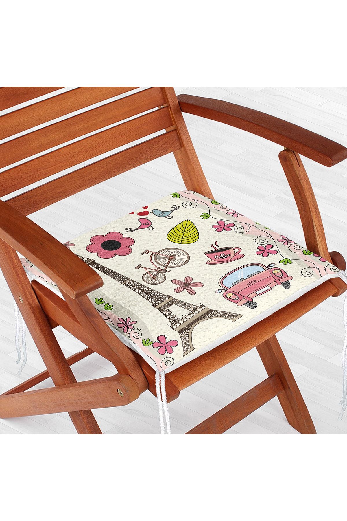 Realhomes-Eiffel Tower Patterned Digital Printed Zippered Chair Cushion 2