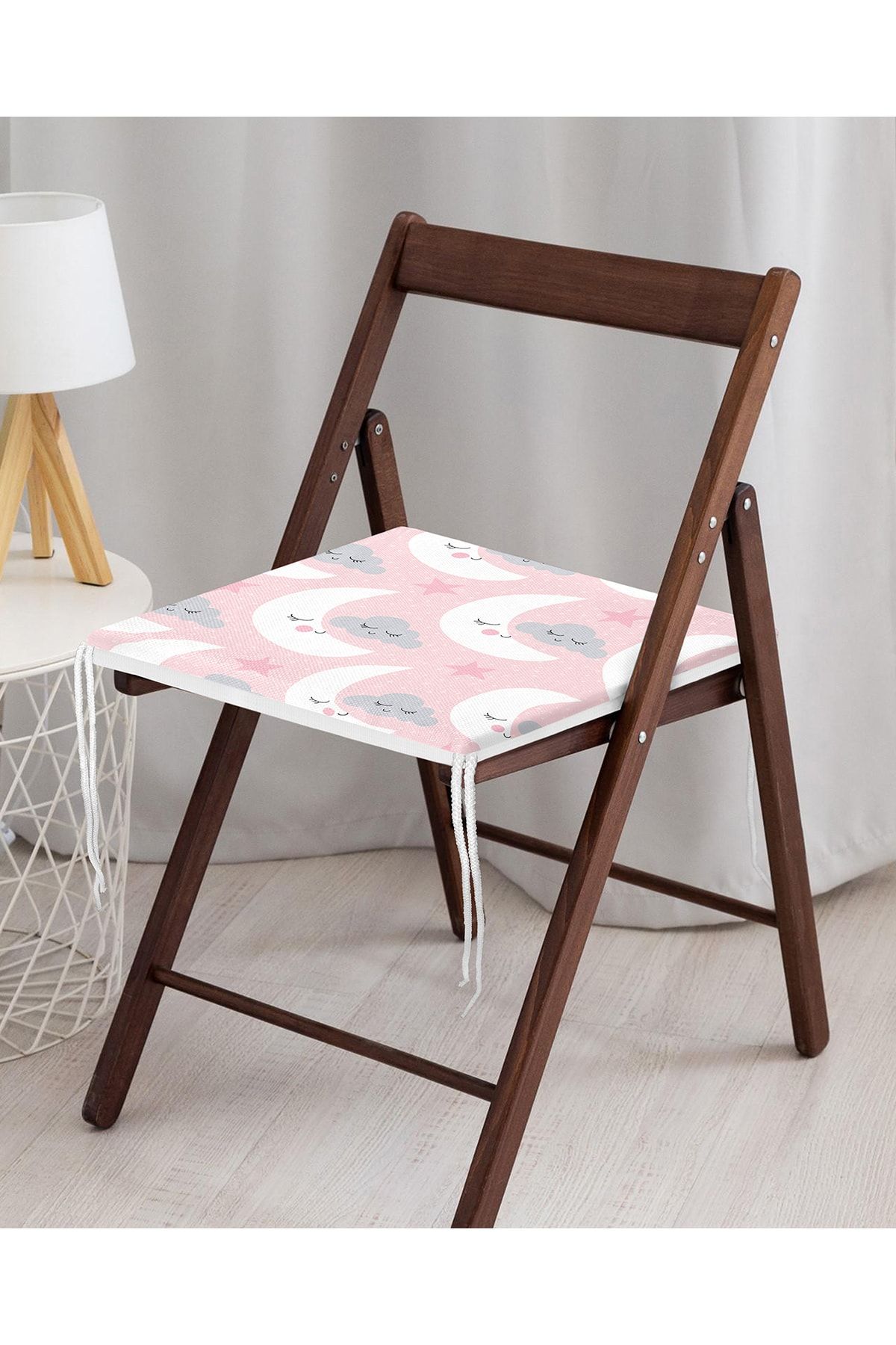 Realhomes-Digital Printed Special Design Modern Zippered Chair Cushion with Moon Figure on Pink Background 4