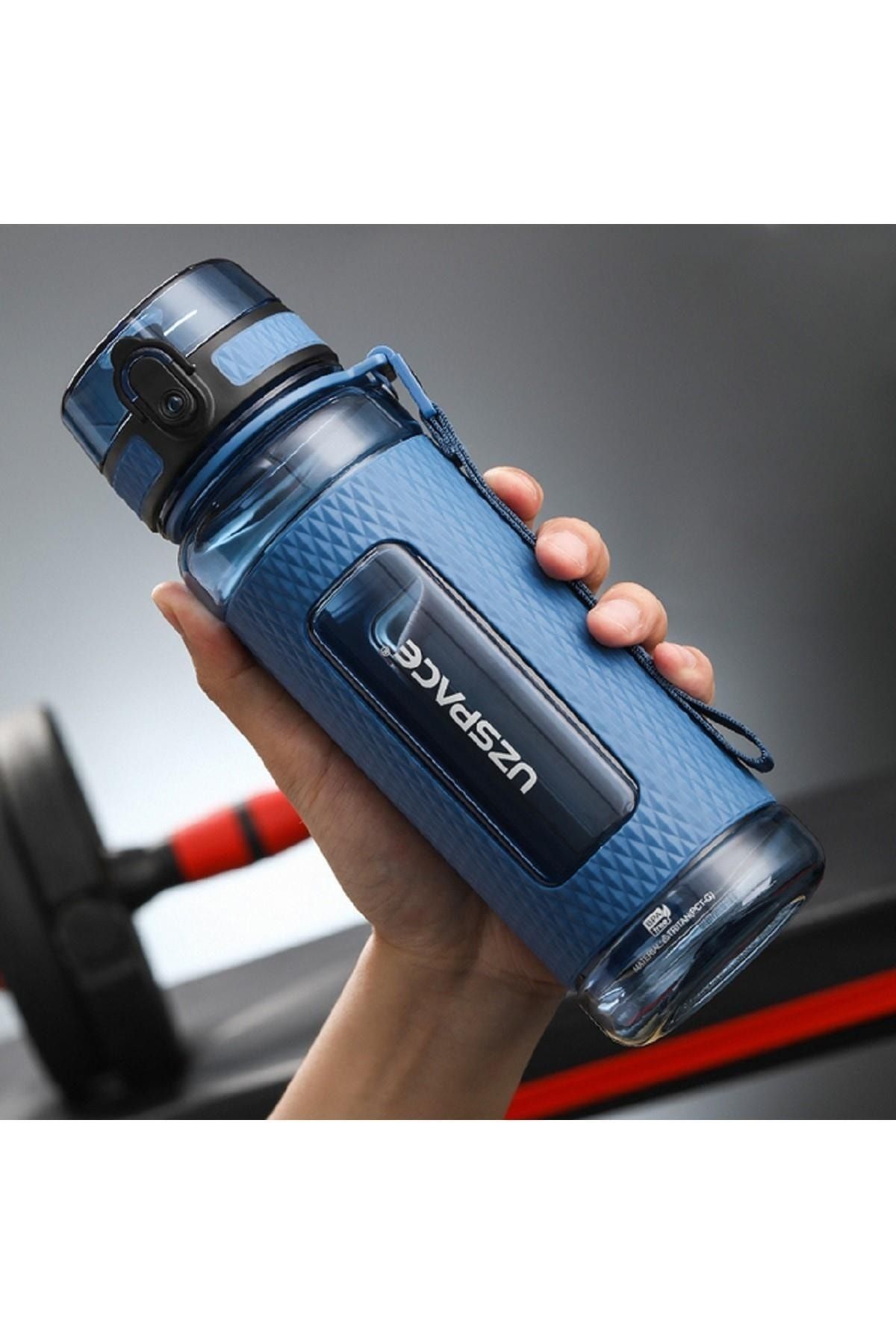 قمقمه ورزشی آبی FF 800ml اندازه بزرگ بدن محافظت شده سیلیکون جریان آب تریتان Uzspace