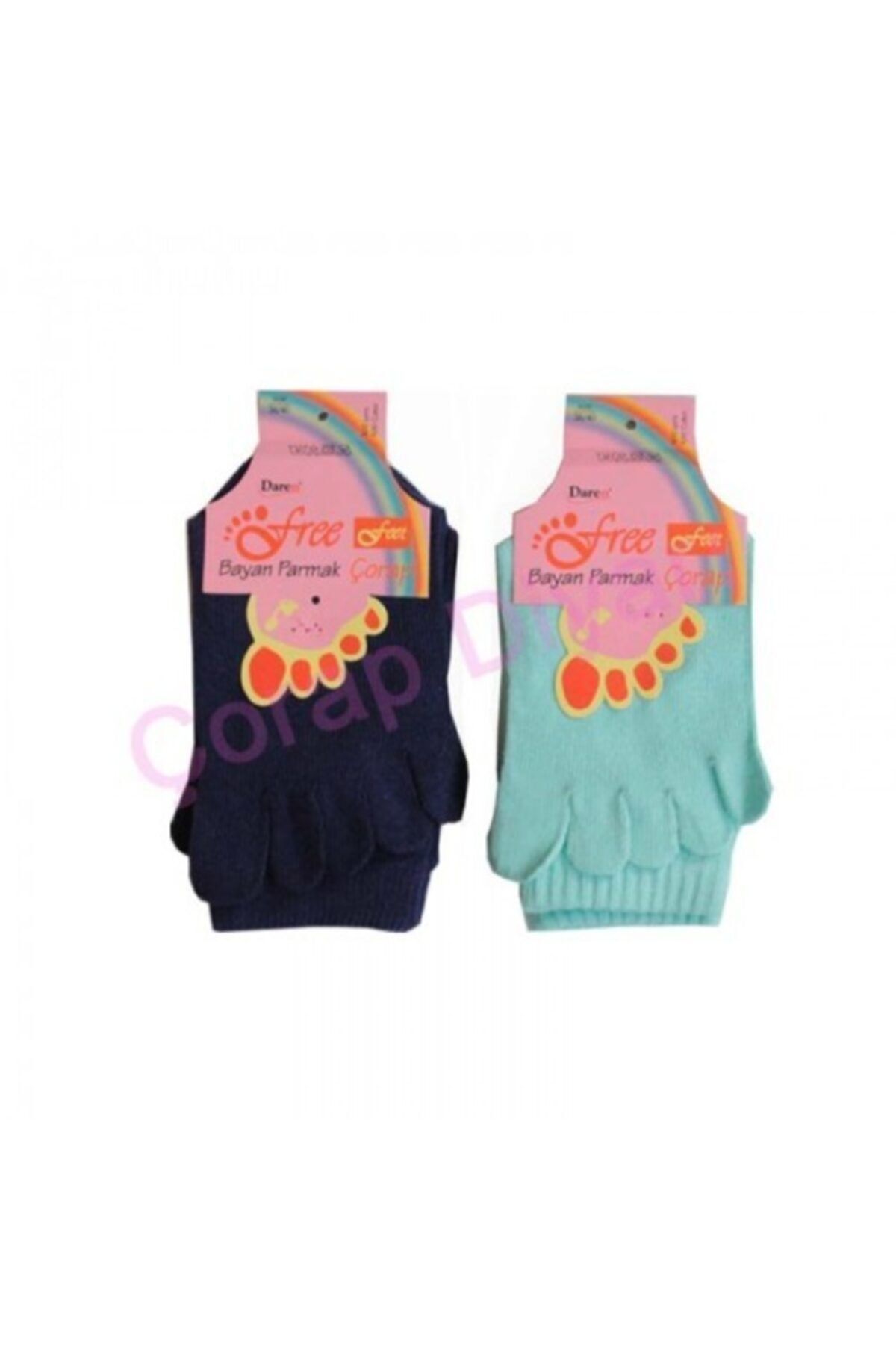 Daren-Women's 4-Piece Toe Socks in Pink Blue Purple Red Green Lilac Colors 3