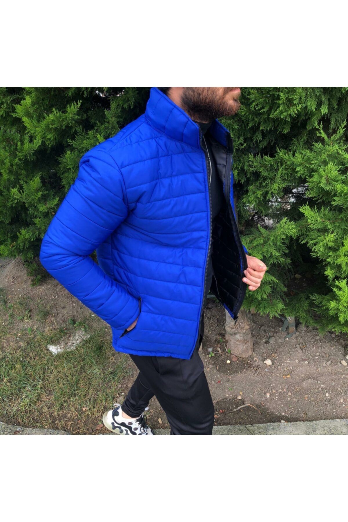 OTAKU Winter Jacket Blue Narrow Slim Trendyol