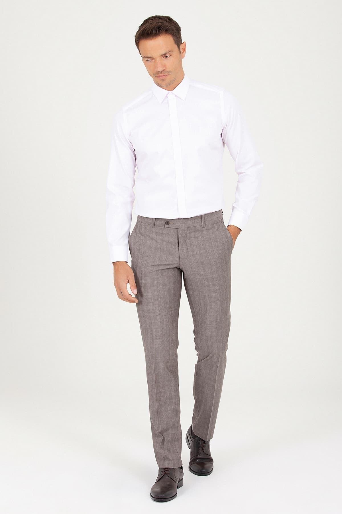 Hatemoğlu-Ροζ Slim Fit μοτίβο 100% βαμβακερό μακρυμάνικο αθλητικό πουκάμισο 3