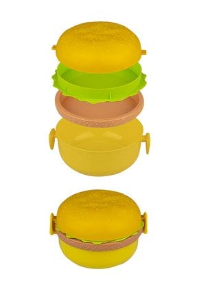 Hamburger Görünümlü Tabaklı Taşıma Ve Beslenme Kabı hkhn-hamburgerkap