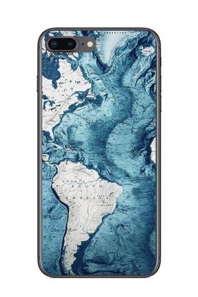 Apple Iphone 8 Plus Mavi Harita Şeffaf Telefon Kılıfı DFCASE434-Apple-Iphone-8-Plus