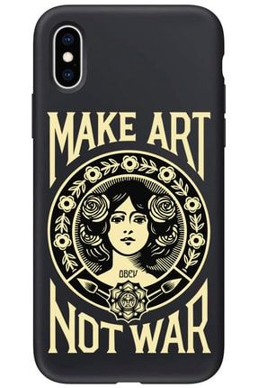 Iphone X Siyah Lansman Make Art Not War Telefon Kılıfı IPXLN-MAKE