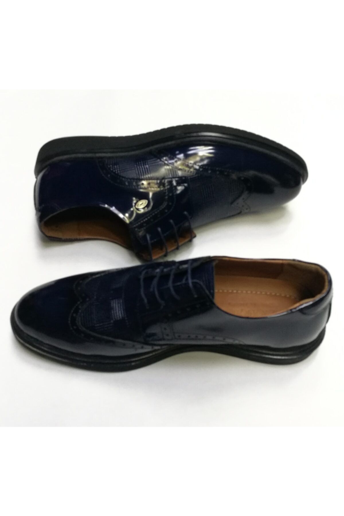 BM Home-Pantofi clasici eleganti, albastru bleumarin, cu șireturi 3