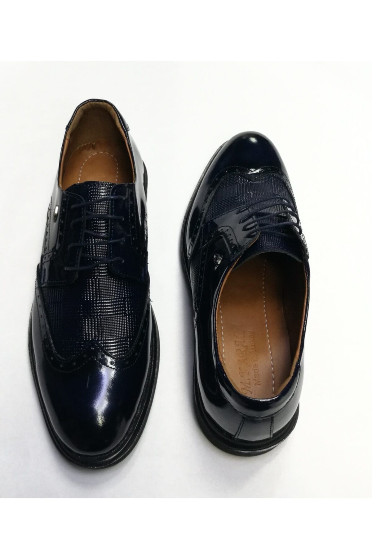 BM Home-Pantofi clasici eleganti, albastru bleumarin, cu șireturi 5
