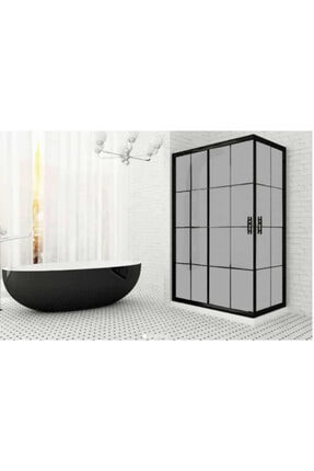 Blackline Siyah Köşe Siyah Çizgili Kumlu 90x90 Dusakabin H:190