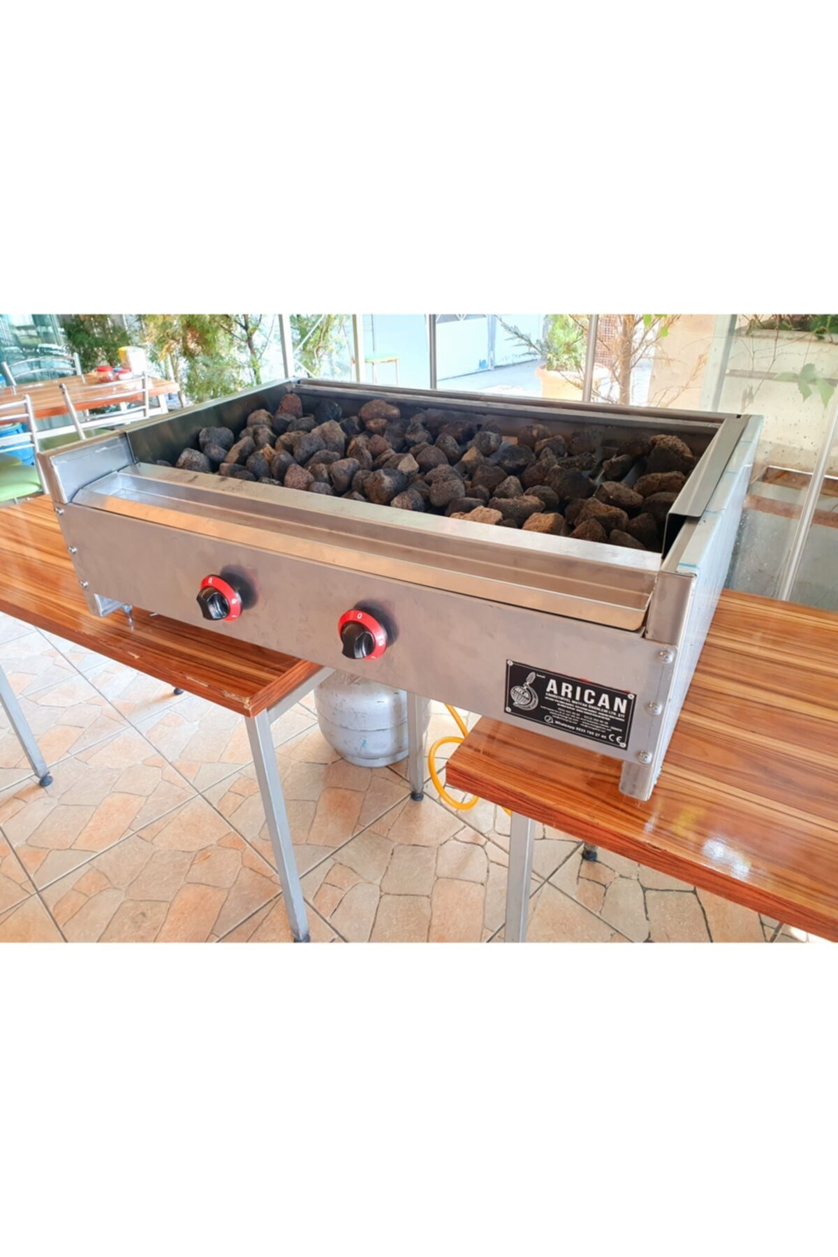 Doğalgazlı Lav Taşlı Izgara Mangal Lava Taşlı Endüstriyel Grill -100 Cm- 6