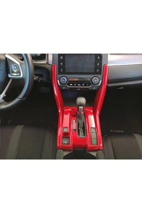 Honda Civic İçin Uyumlu Fc5-Fk7 Vites Konsol Tam Kaplama Kırmızı OLEDVKTK1