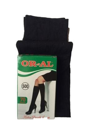 Kadın 70 Den Kalın Dizaltı Kutulu Pantolon Çorabı - Siyah ORAL_70