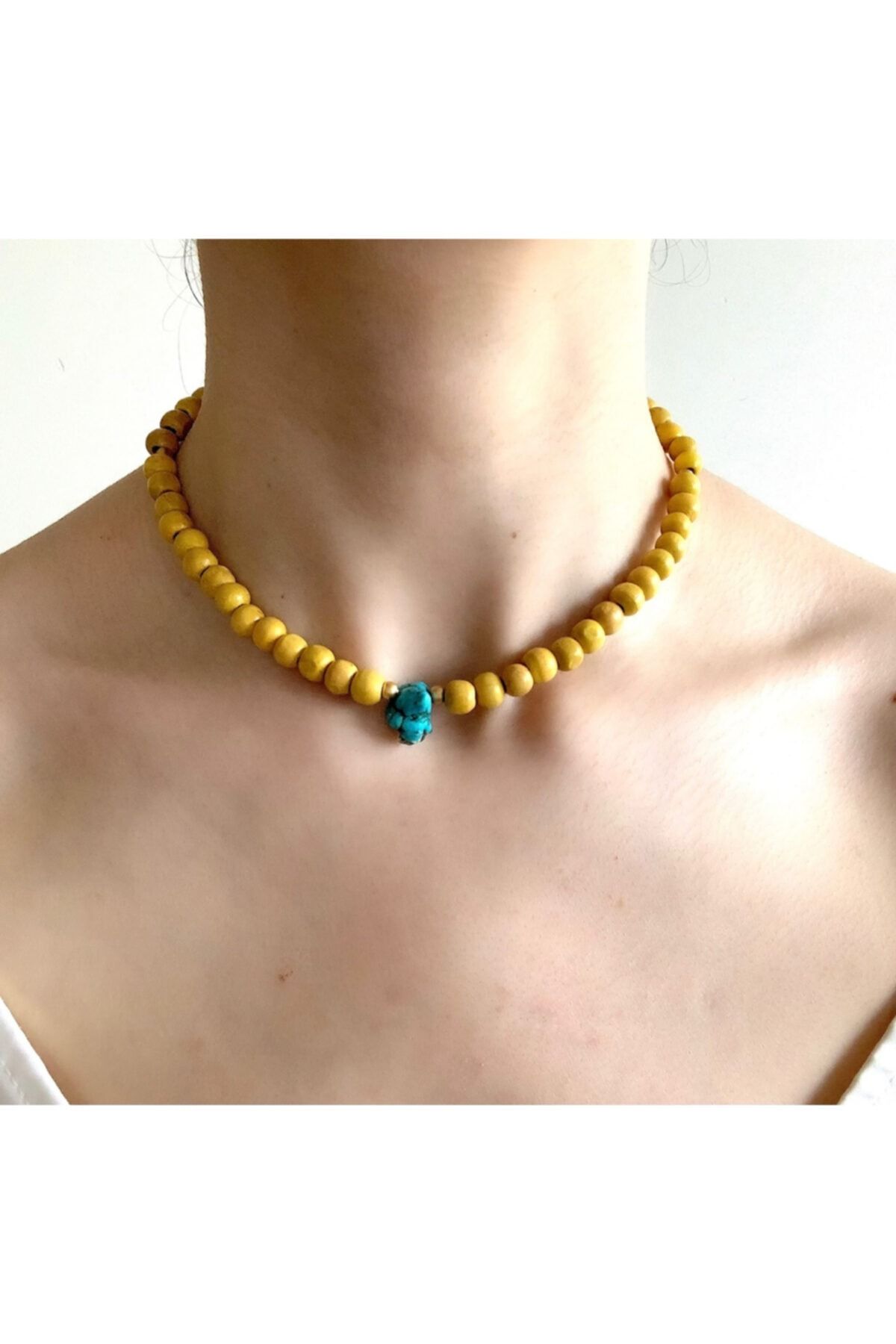 Yellow bead necklace hotsell