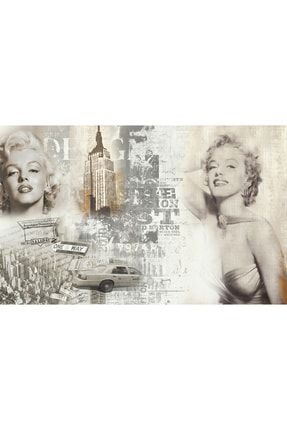 Gazete Baskıları Vintage Marilyn Monroe Portresi Vinil Duvar Kağıdı PC-S-513