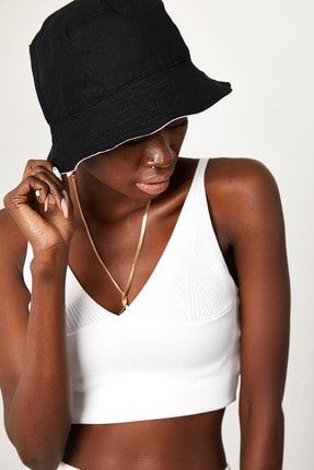 Kadın Siyah Çift Taraflı Bucket Şapka 1KZK9-11550-02