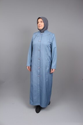 Glr Gym Ela Buyuk Beden Hakim Yaka Mavi Anne Keten Pardesu Fiyati Yorumlari Trendyol