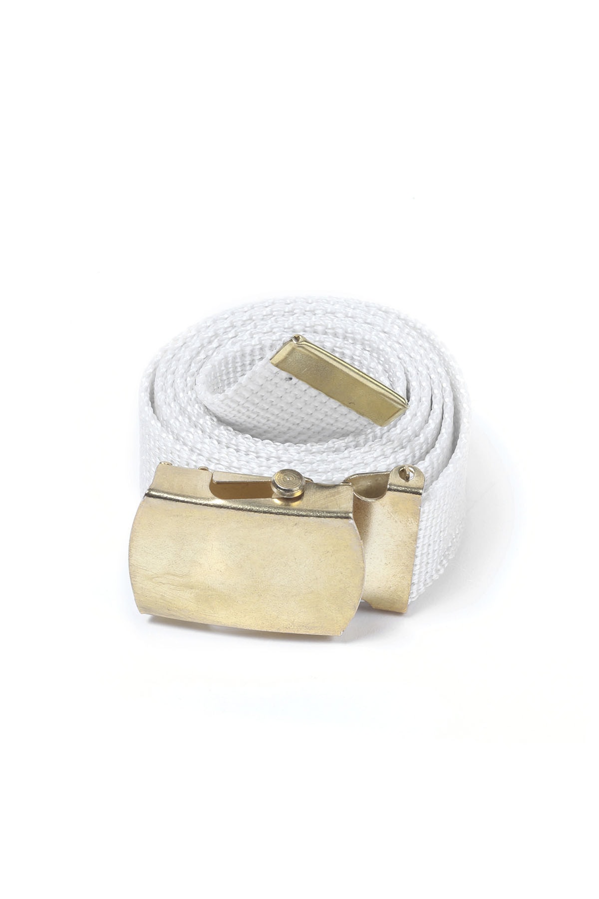 Asker Marketi Altın Renk Tokalı Beyaz Örme Kemer - 3 Cm Genişliğinde Palaska
