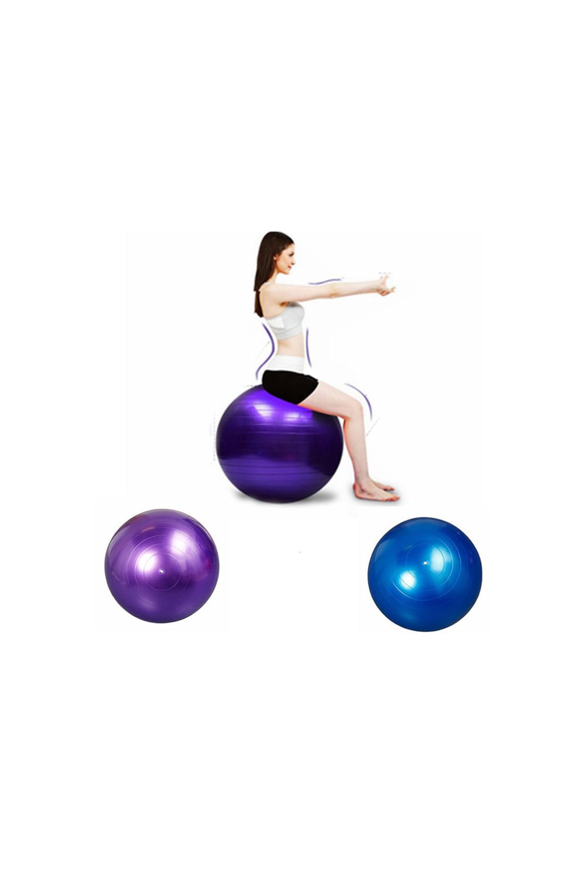Clifton 65 cm Fitilli Pilates Yoga Egzersiz Antrenman Jimnastik Fitness Denge Topu Büyük Boy