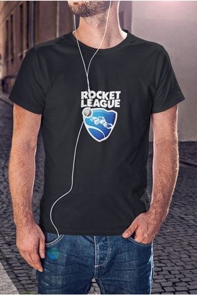 Rocket League Yazı Ve Logo Renkli Baskılı Tişört Erkek %100 Pamuk K-E-G102
