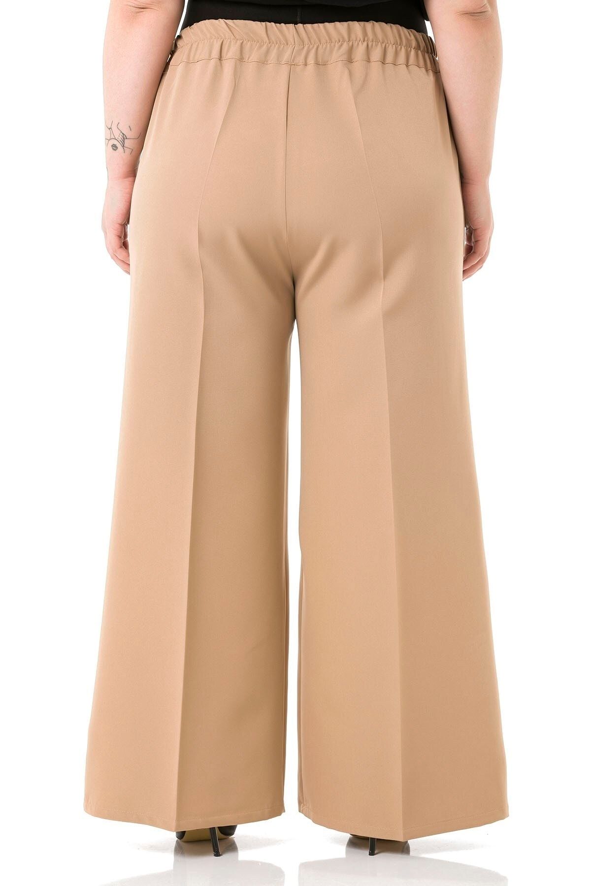 DISENTIS MODEST-Large Size Double Mink Trousers with Elastic Waist and Side and Back 3