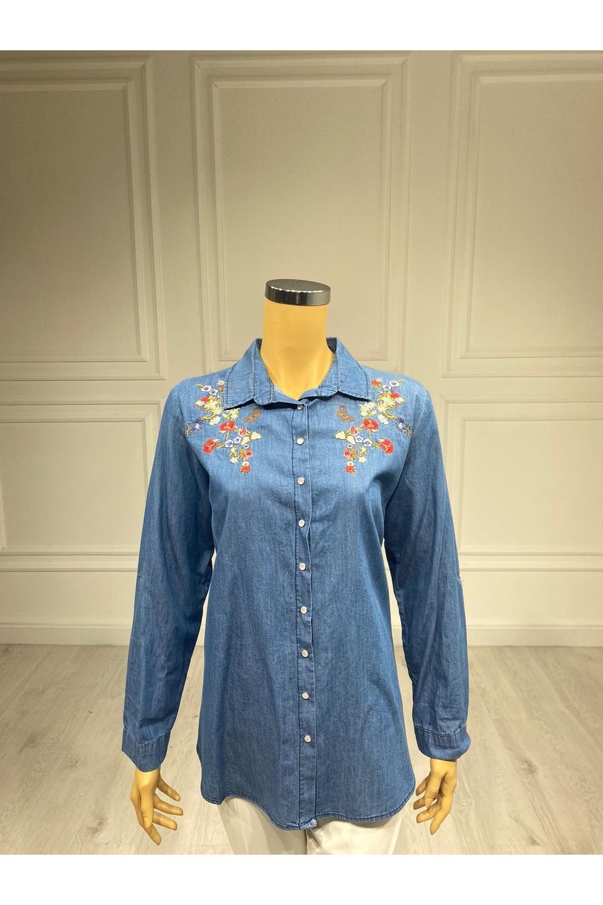 Denim shirt embroidered hotsell