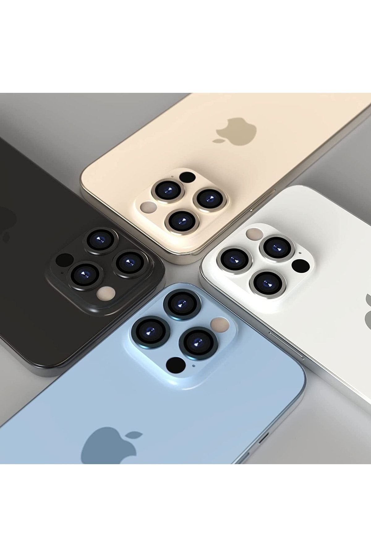HyperAge-واقي عدسة كاميرا ثلاثي الأبعاد متوافق مع هاتف iPhone 13 Pro / 13 Pro Max، فضي [مجموعة من 3] 4
