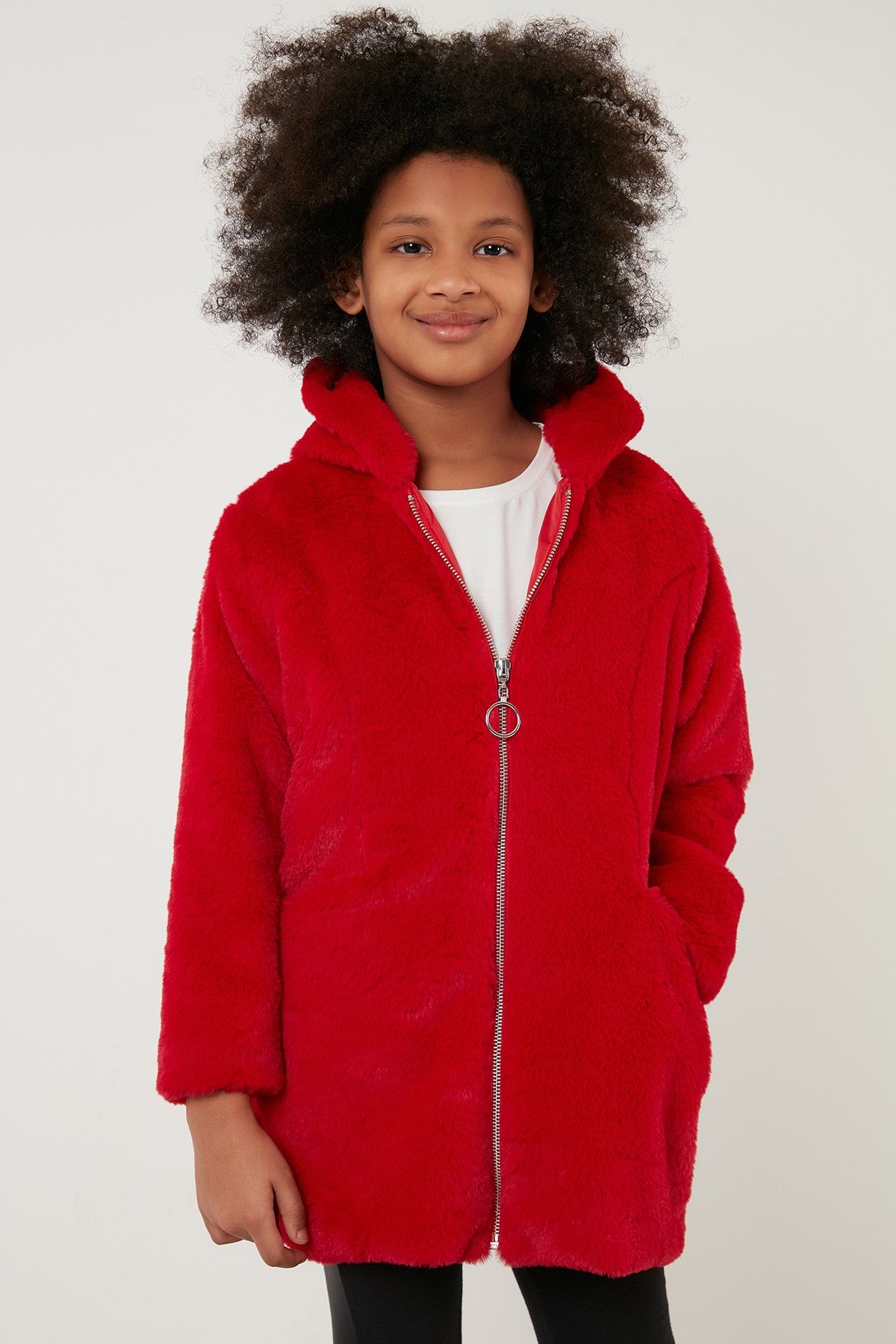 Girls red fur coat 2025