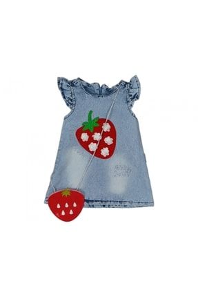 Meyve Çantalı Kot Jile Elbise (6-9 Ay, 9-12 Ay, 12-18 Ay, 18-24 Ay) 11053