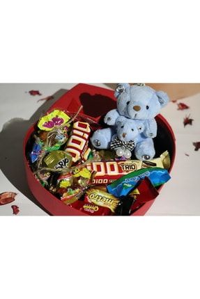 Sevgiliye Özel Küçük Boy Kalpli Kutuda Ayıcık Ve Hediye Çikolatalar 1dbygo21112020