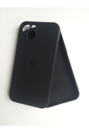 Iphone 13 Uyumlu Siyah Kamera Korumalı Lansman Içi Kadife Silikon Logolu Kılıf MORE18