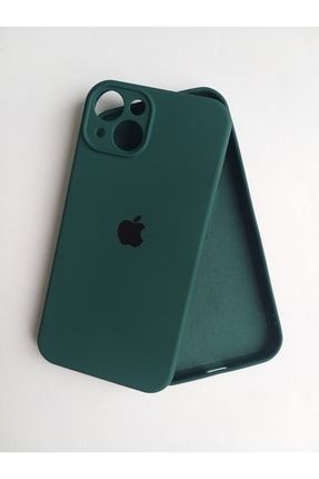 Iphone 13 Uyumlu Haki Yeşil Kamera Korumalı Lansman Içi Kadife Silikon Logolu Kılıf MORE18