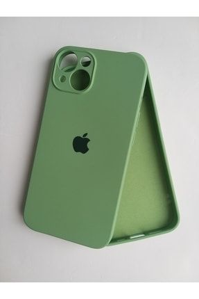 Iphone 13 Uyumlu Fıstık Yeşili Kamera Korumalı Lansman Içi Kadife Silikon Logolu Kılıf MORE18