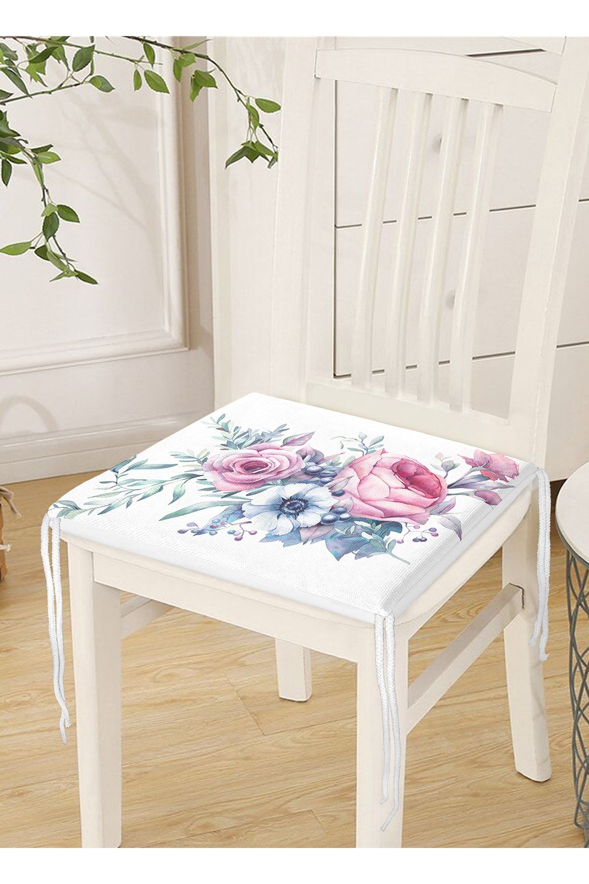 Realhomes-Special Design Flower Patterned Digital Printed Zippered Chair Cushion 4