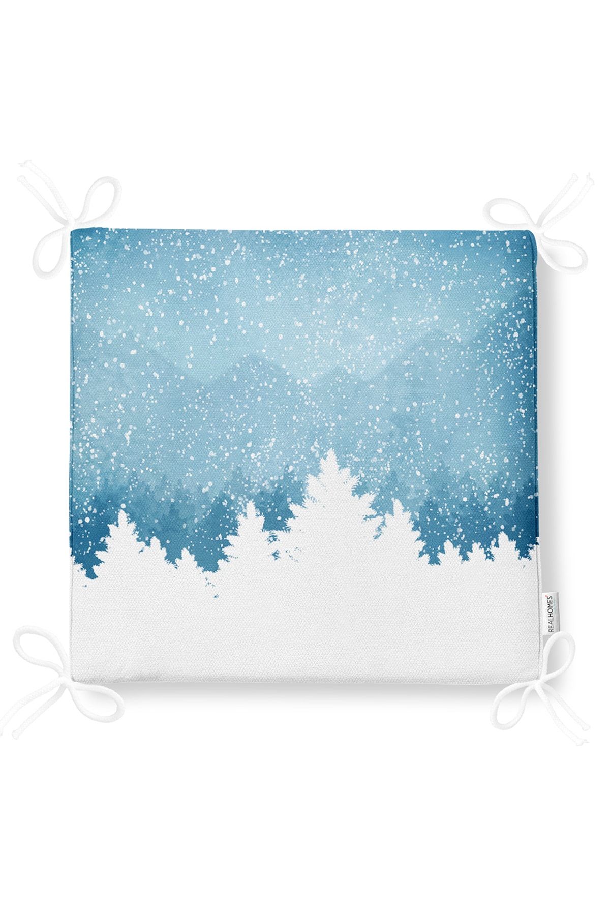 Realhomes-Digital Printed Modern Zippered Chair Cushion with Blue Floor Snow and Pine Tree Figures 5