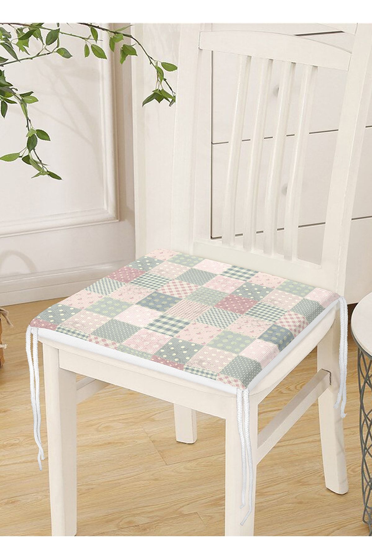 Realhomes-Patchwork Patterned Special Design Digital Printed Modern Zippered Chair Cushion 3