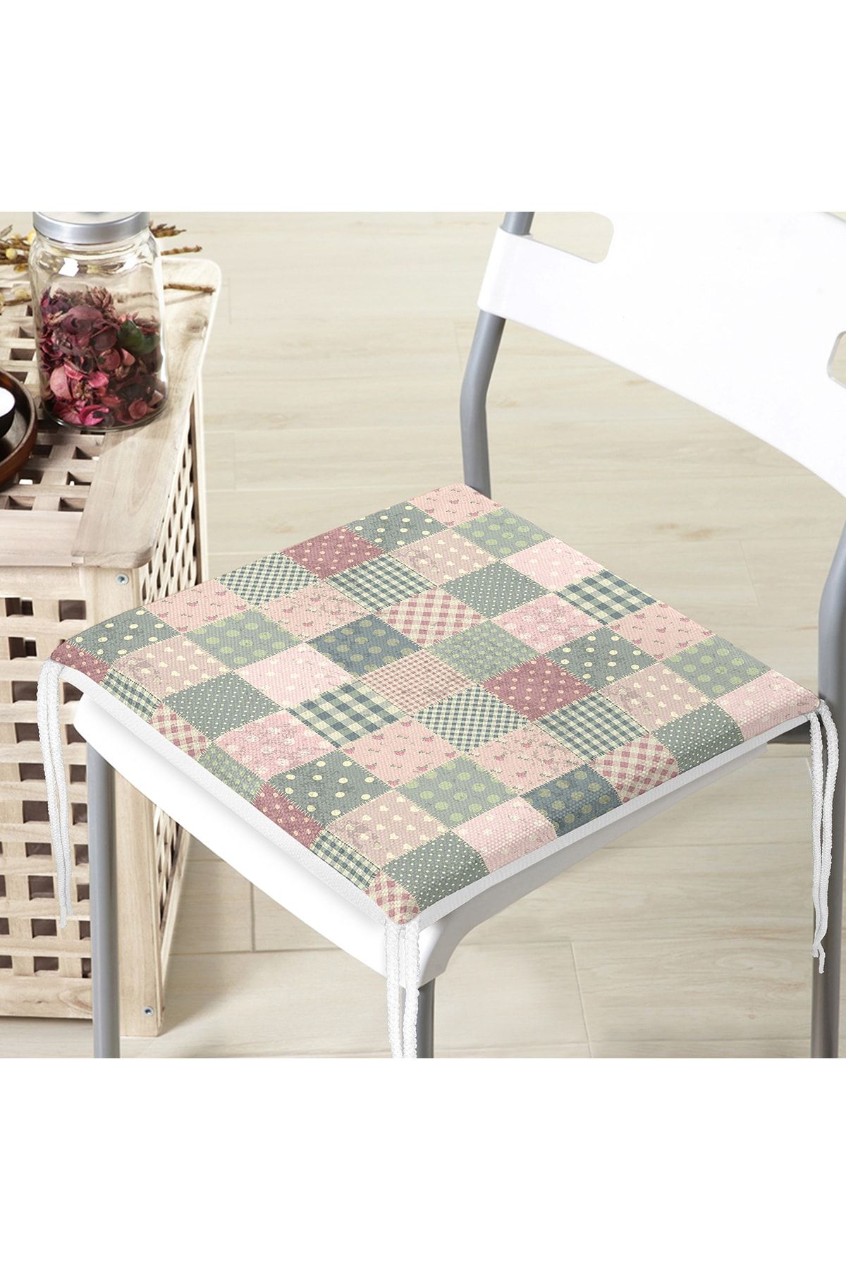 Realhomes-Patchwork Patterned Special Design Digital Printed Modern Zippered Chair Cushion 4
